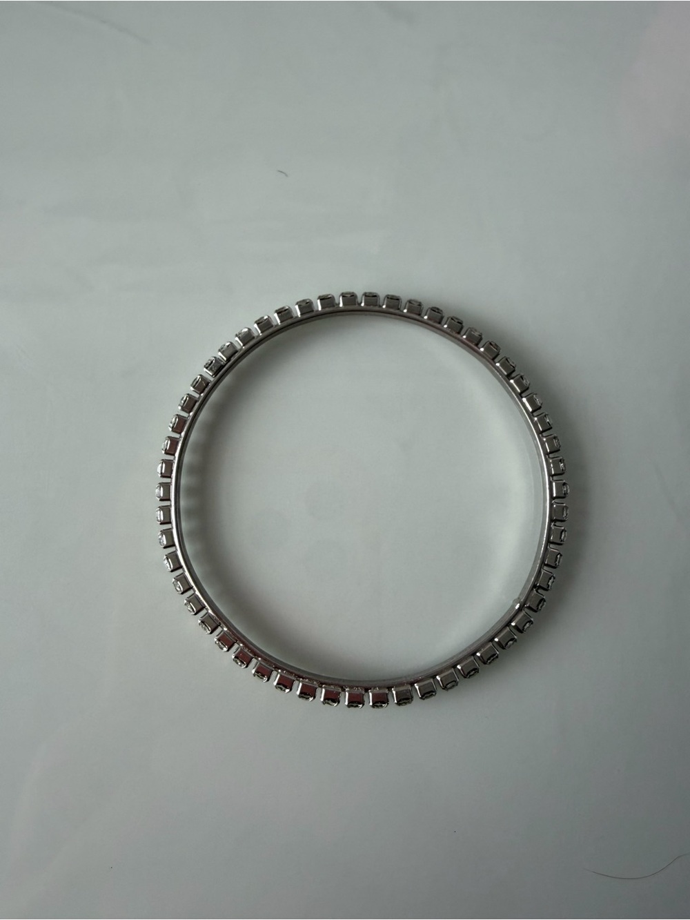Silver Women’s Crystal Frame Bangle Bracelet - Elegant Silver Tone